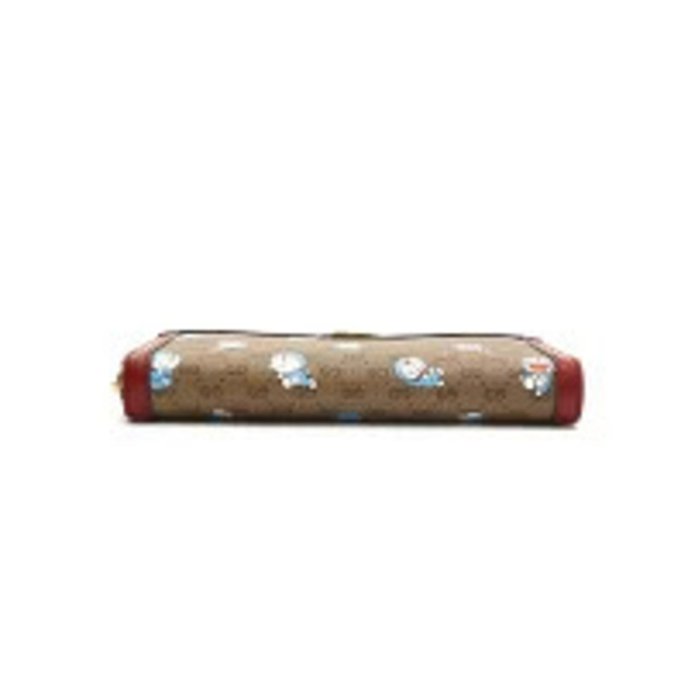 Gucci Doraemon GG Supreme Zippy Long Wallet Brown Red - Picture 4 of 9